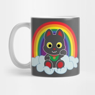 Rainbow Maneki Neko Light Outline Mug